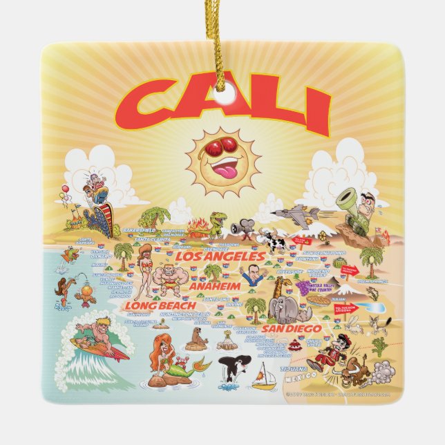 Ornamento cerámico CALI Sunny California (Anverso)