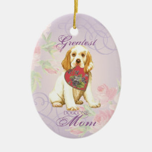 Ornamento cerámico Clumber Spaniel Heart Mom