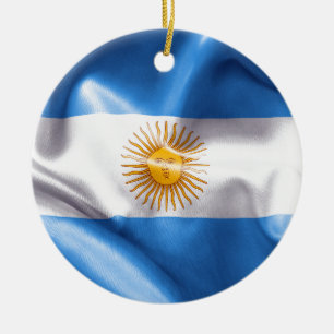 Ornamento cerámico con bandera argentina