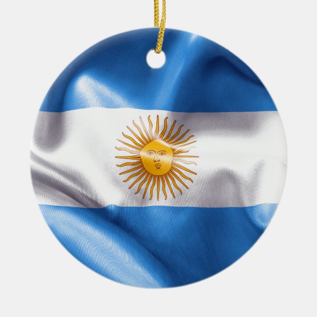 Ornamento cerámico con bandera argentina (Frente)