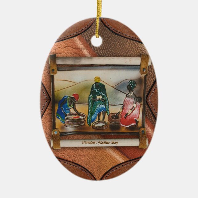 Ornamento cerámico con dos gráficos (Frente)