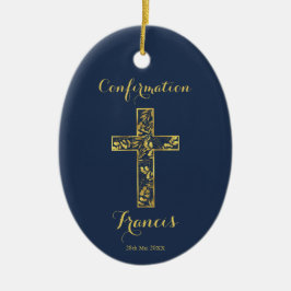 Ornamento cerámico cruzado de oro azul de confirma