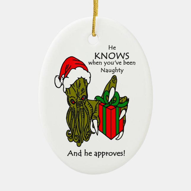 Ornamento cerámico Cthulhu navidades (Frente)