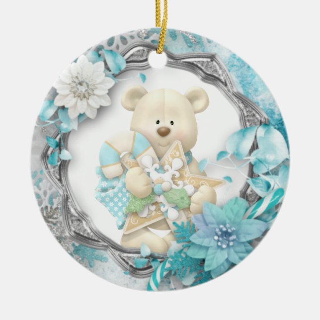 Ornamento cerámico Cute Teddy Bear (Frente)