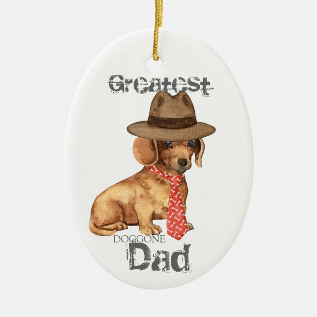 Ornamento cerámico Dachshund Dad (Frente)