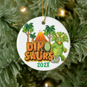 Ornamento cerámico de árbol de Navidad de Dino anu