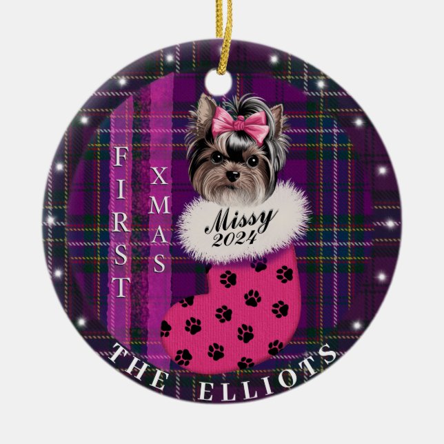 Ornamento cerámico de árbol de navidad personaliza (Frente)