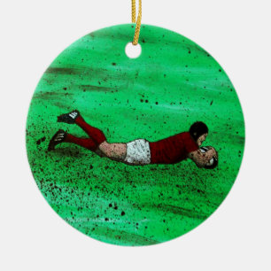 Ornamento cerámico de arte de rugby