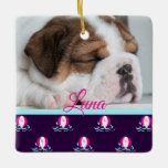 Ornamento cerámico de Beach Balls<br><div class="desc">¡Hola,  verano! Este diseño cuenta con bolas de playa de flamingo rosado en un chorro de agua. Coordinarlo con mi colección "Días de verano del perro".</div>