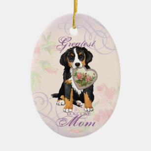 Ornamento cerámico de Berner Heart Mom