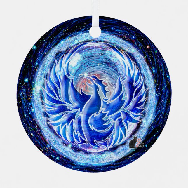 Ornamento cerámico de Blue Phoenix (Anverso)