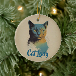 Ornamento cerámico de Cat Lady