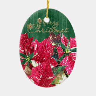 Ornamento cerámico de cerezos navideños Poinsettia