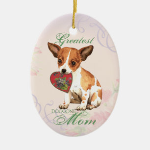 Ornamento cerámico de Chihuahua Heart Mom