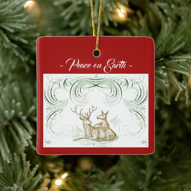 Ornamento cerámico de ciervos navidades (Árbol)