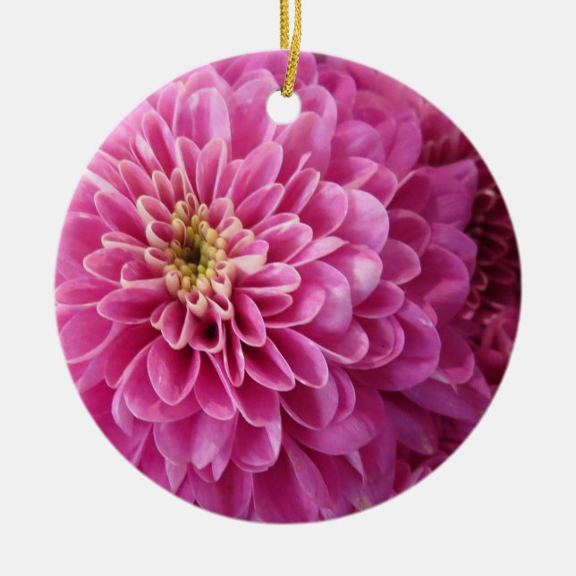 Ornamento cerámico de círculo floral rosa (Frente)