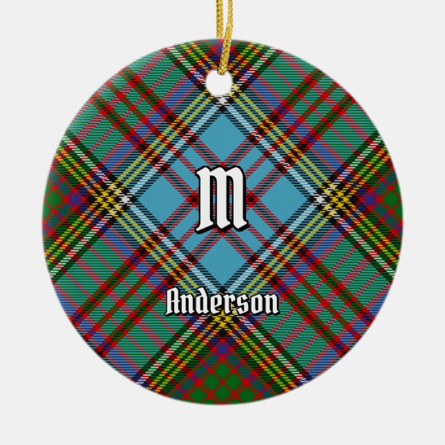 Ornamento cerámico de Clan Anderson Tartan (Frente)