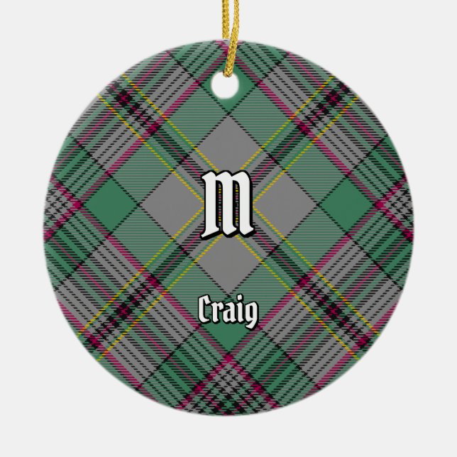 Ornamento cerámico de Clan Craig Tartan (Frente)