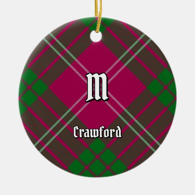Ornamento cerámico de Clan Crawford Tartan (Frente)
