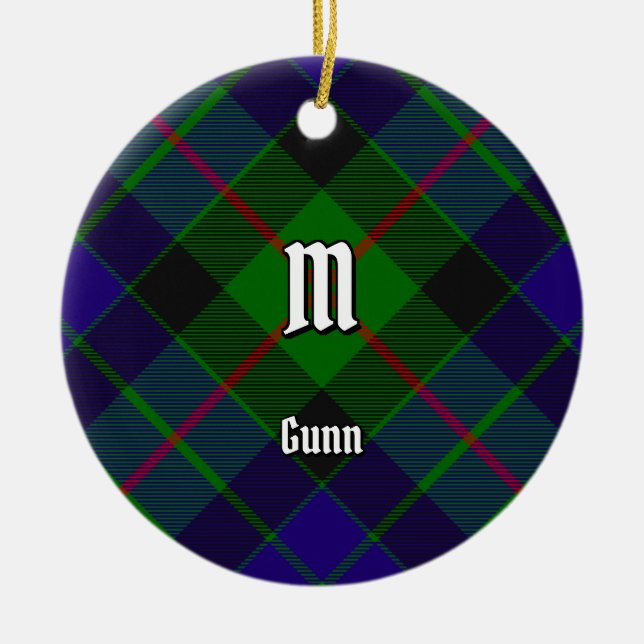 Ornamento cerámico de Clan Gunn Tartan (Frente)