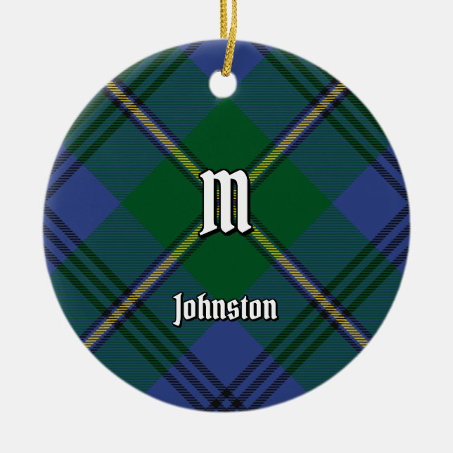 Ornamento cerámico de Clan Johnston Tartan (Frente)