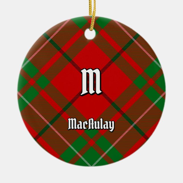 Ornamento cerámico de Clan MacAulay Tartan (Frente)