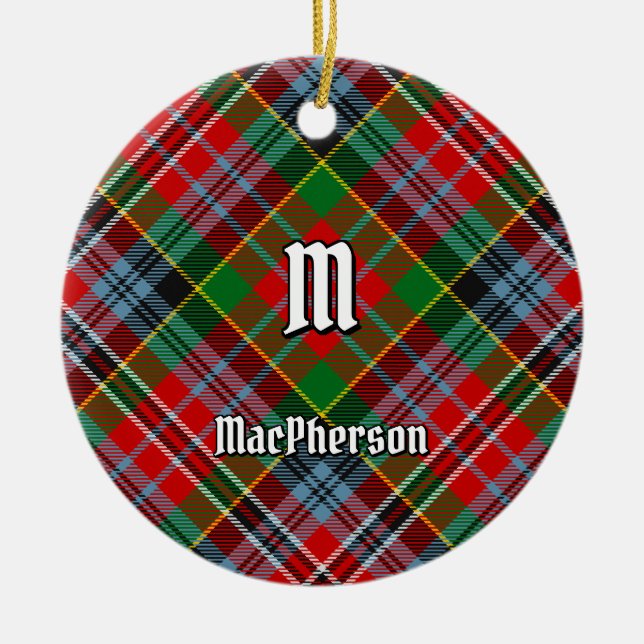Ornamento cerámico de Clan MacPherson Tartan (Frente)