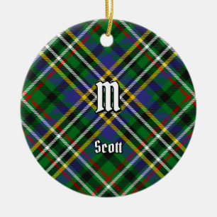 Ornamento cerámico de Clan Scott Green Tartan