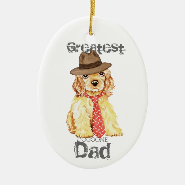 Ornamento cerámico de Cocker Spaniel Heart Dad (Frente)