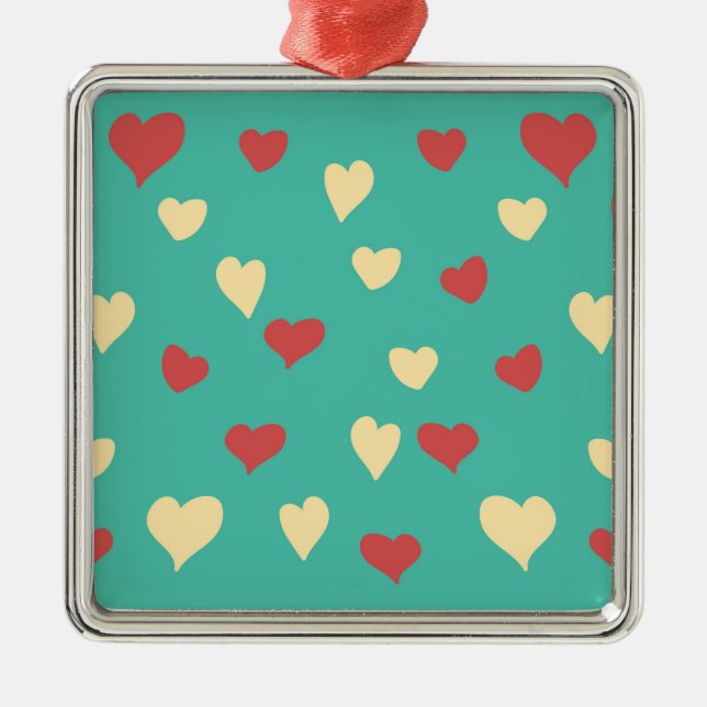 Ornamento cerámico de corazones de amor blanco y r (Frente)