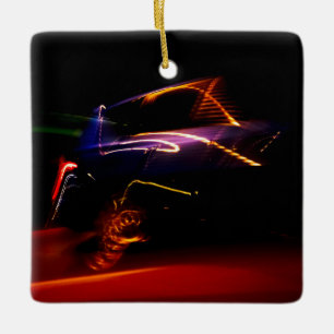 ornamento cerámico de danza del coche púrpura