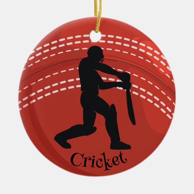 Ornamento cerámico de diseño de cricket Ball Crick (Frente)