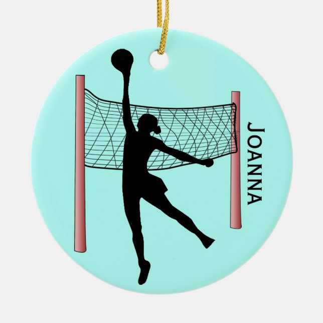 Ornamento cerámico de diseño de voleibol (Frente)