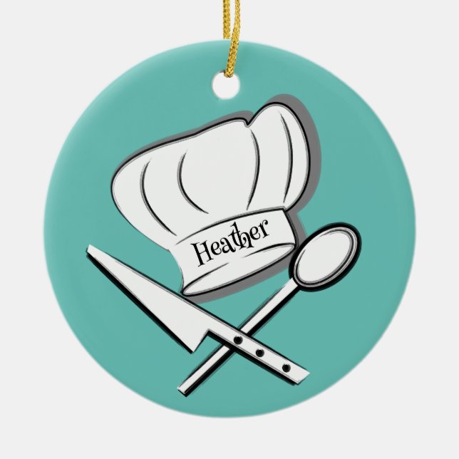 Ornamento cerámico de diseño del chef (Frente)