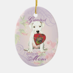 Ornamento cerámico de Dogo Heart Mom