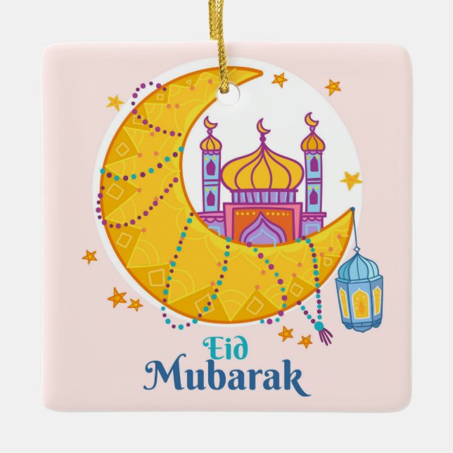 Ornamento cerámico de Eid Mubarak (Anverso)