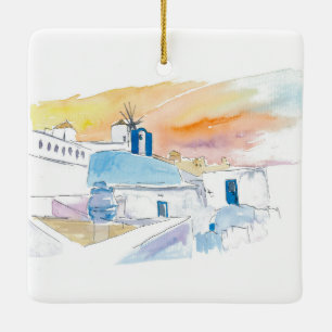 Ornamento cerámico de escena de Santorini