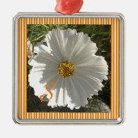 Ornamento cerámico de flores de cosmos blancos