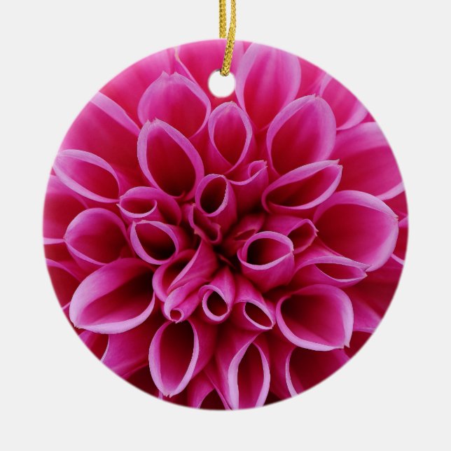 Ornamento cerámico de flores rosadas (Frente)