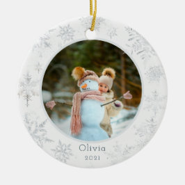 Ornamento cerámico de foto de copo de nieve de pla