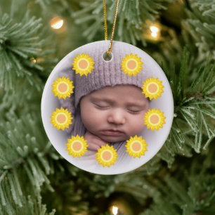 Ornamento cerámico de foto de Cute Little Sunshine