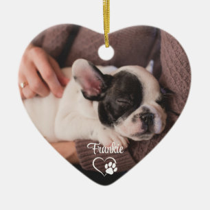 Ornamento cerámico de foto de perro mascota