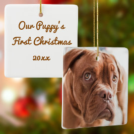 Ornamento cerámico de fotografía de primera Navida