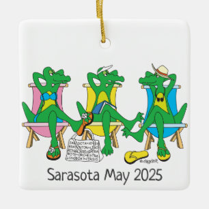 Ornamento cerámico de gadores de playa de Sarasota