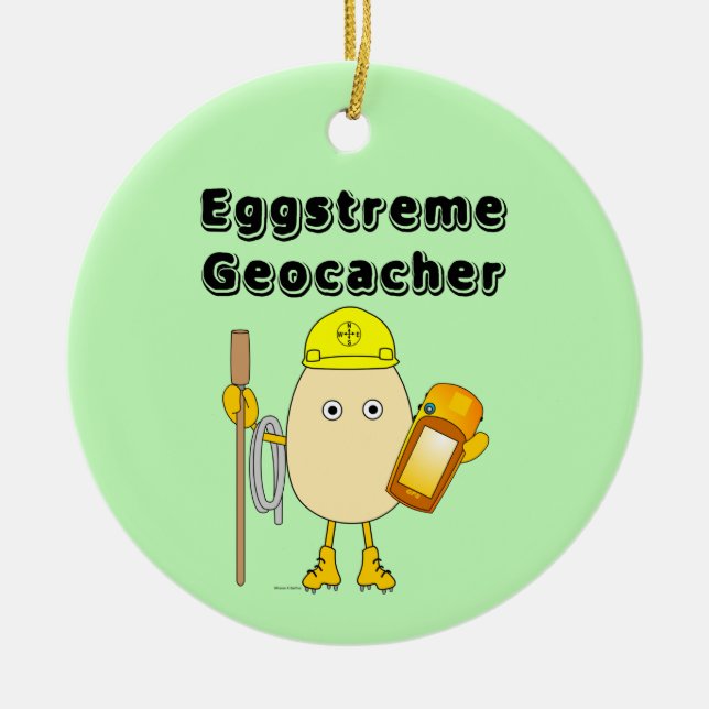 Ornamento cerámico de Geocaching de Eggstreme (Frente)