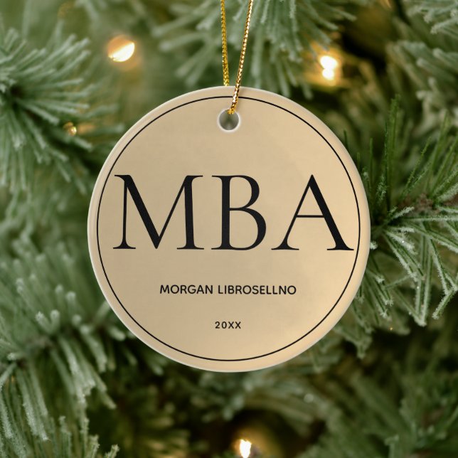 Ornamento cerámico de graduación MBA de oro (Árbol)