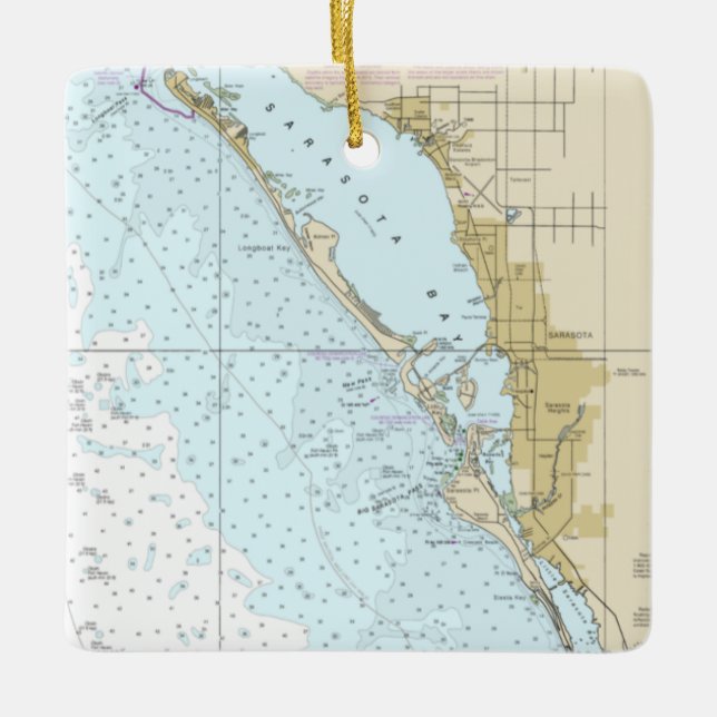 Ornamento cerámico de gráfico de bote de Sarasota (Anverso)