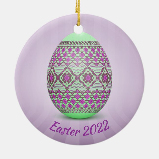 Ornamento cerámico de Huevo de Pascua Ucraniano (P (Atrás)