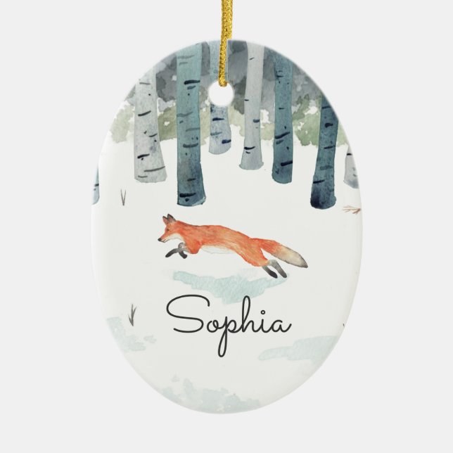 Ornamento cerámico de invierno Fox (Frente)