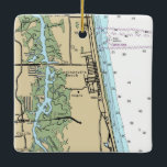 Ornamento cerámico de Jacksonville Beach Florida C<br><div class="desc">Ornamento navideño de Jacksonville Beach Florida hecho con carta náutica NOAA.</div>